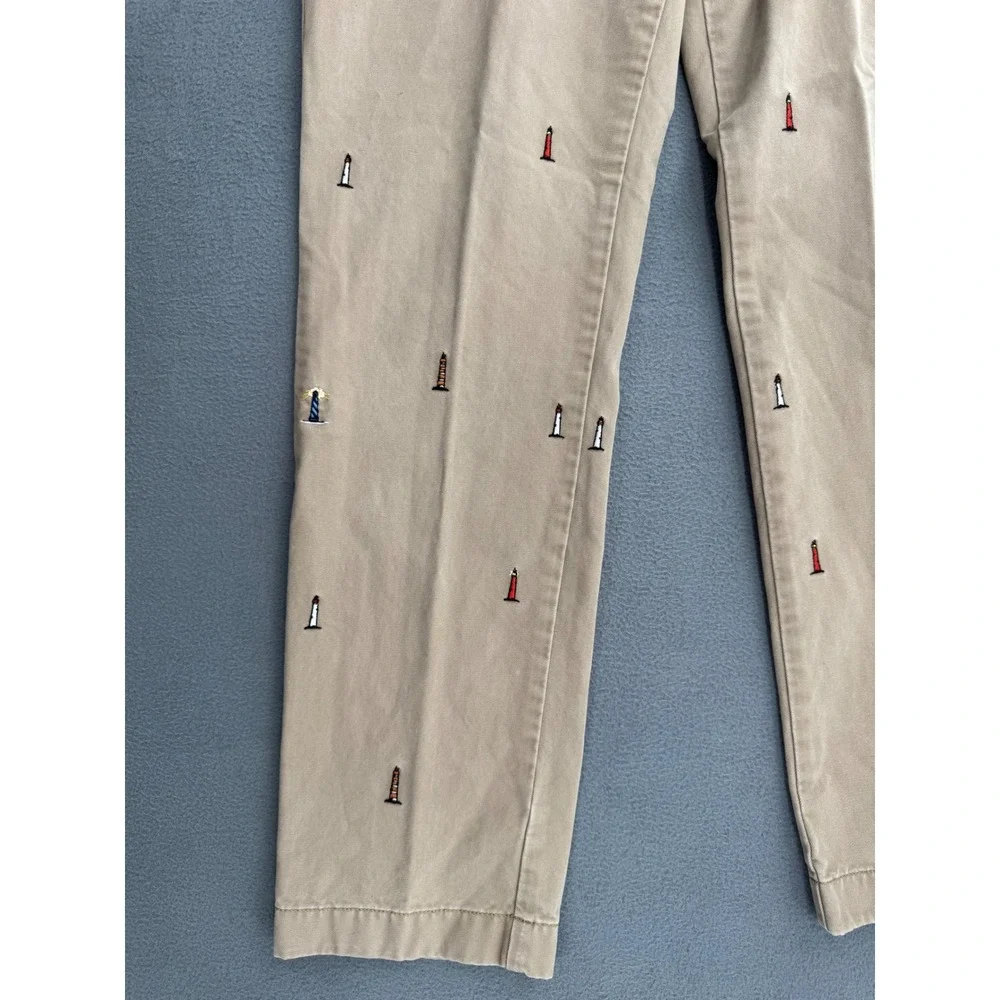 J.Crew Chinos 33x32 All over print Lighthouse Embroidered Yacht Club Nautical